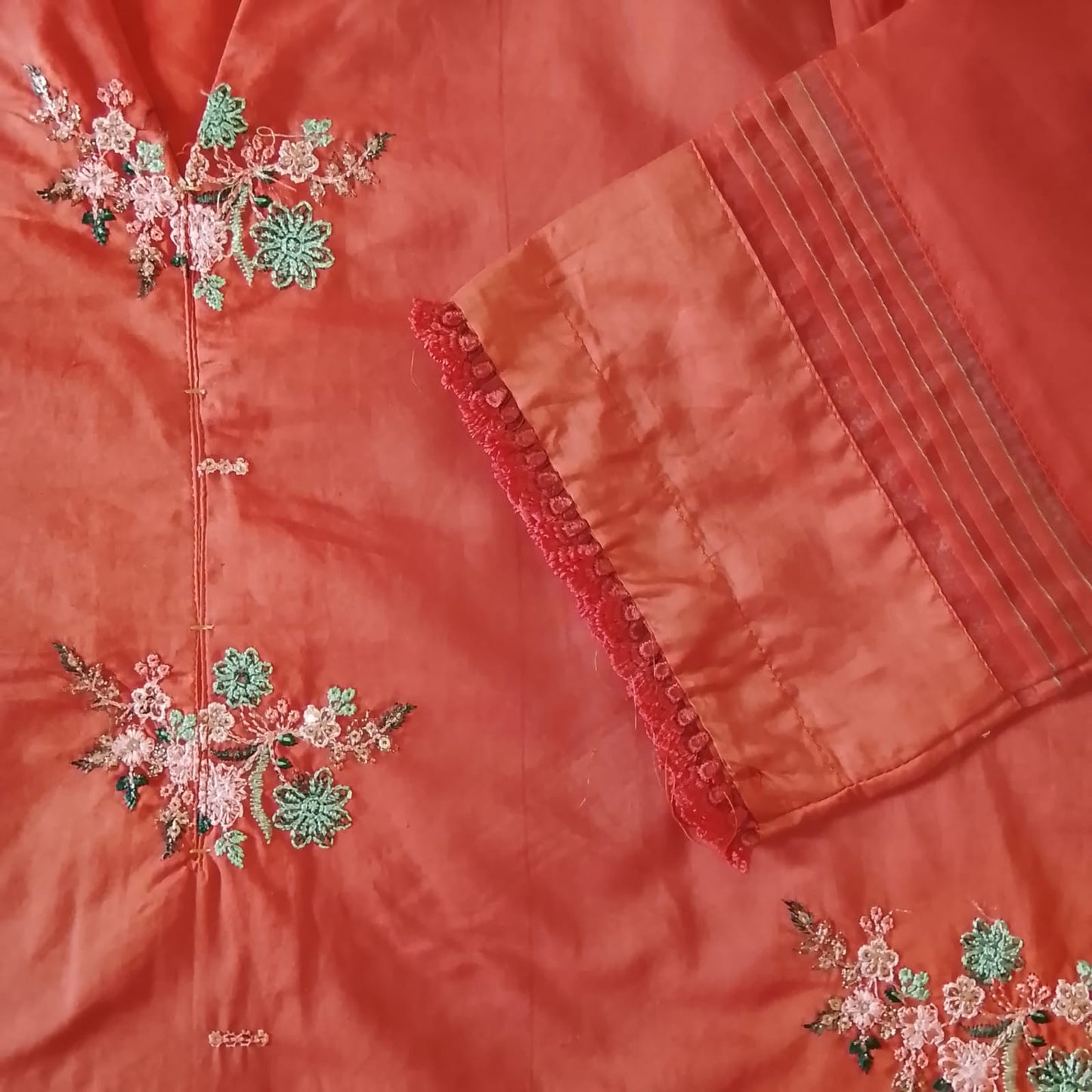 "Rust Bloom Embroidery Kurti Set- Asim Jofa 2-Piece | Festive Wear"